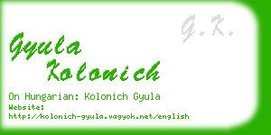 gyula kolonich business card